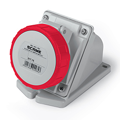 Fise si cuple - Priza industriala aplicata rosie 3P+N+E 16A 400V IP67 cu iesire inclinata