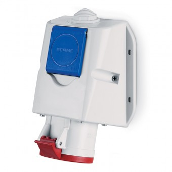 Trasee electrice - Priza industriala aplicata combinata cu iesire trifazata 3P N E si priza Schuko 16A