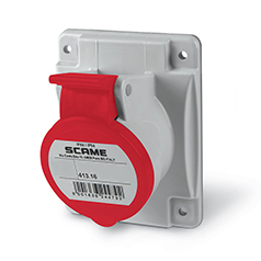 Fise si cuple - Priza industriala incastrata trifazata rosie 3P+N+E 16A 400V IP44 cu iesire inclinata