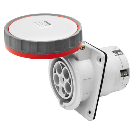 Priza industriala incastrata rosie 3P+N+E 63A 400V IP67 cu flansa [0]