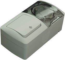 Aparataj - Priza cu intrerupator cap scara pentru montaj aplicat 16A IP54 gri PT Eva