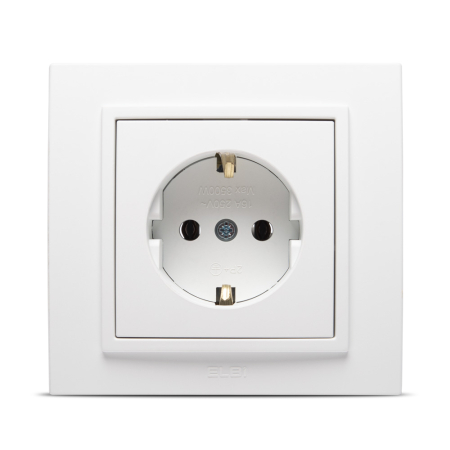 Aparataj - Priza Schuko 16A alb mat pentru montaj incastrat cu contact de protectie