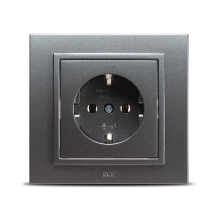 Aparataj - Priza Schuko 16A fume cu contact de protectie pentru montaj incastrat