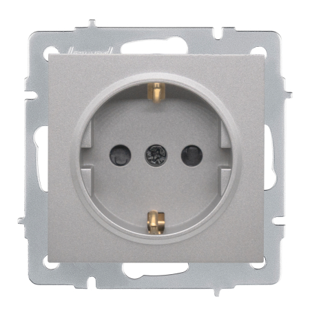 Aparataj - Priza Schuko gri deschis pentru montaj incastrat cu contact de protectie