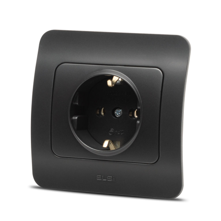 Priza Schuko simpla 16A cu contact de protectie negru mat pentru montaj incastrat [1]