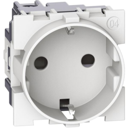Aparataj - Priza Schuko alba pentru montaj incastrat, 16A 250V AC, 2 module, din gama Living Now