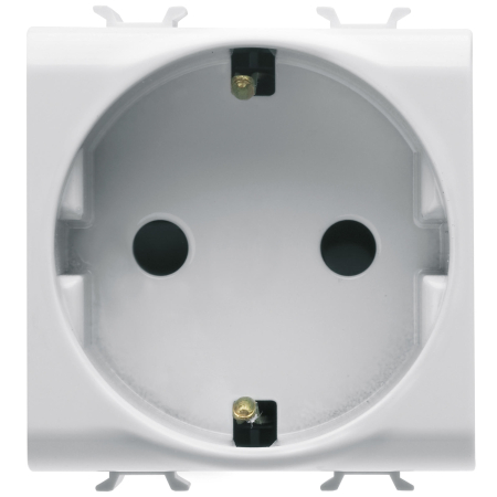 Aparataj - Priza Schuko modulara alba lucioasa 2 module 16 A cu obturatoare de protectie