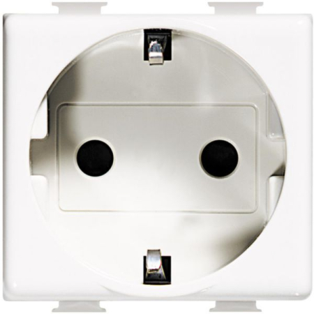 Aparataj - Priza Schuko alba cu 2 module pentru montaj incastrat