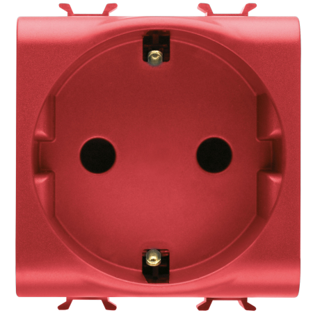 Aparataj - Priza Schuko rosie 2 module 16A cu obturatoare de protectie