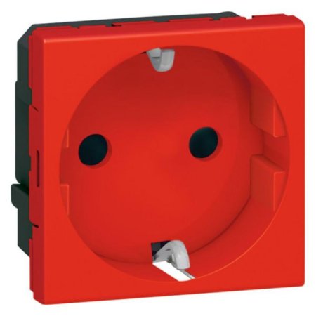 Aparataj - Priza Schuko rosie 2 module 16A cu borne automate si obturatoare de protectie