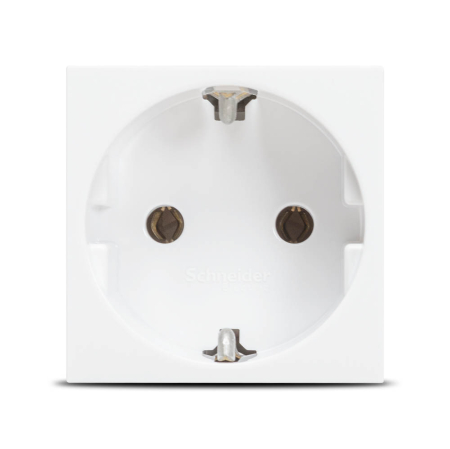 Aparataj - Priza Schuko alba 2P+E de 16 A pentru montaj incastrat, format 2 module