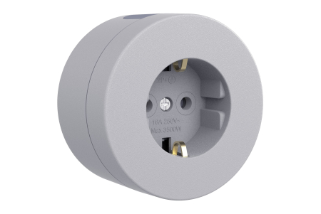 Modular - Priza Schuko gri pentru montaj aparent cu protectie IP54
