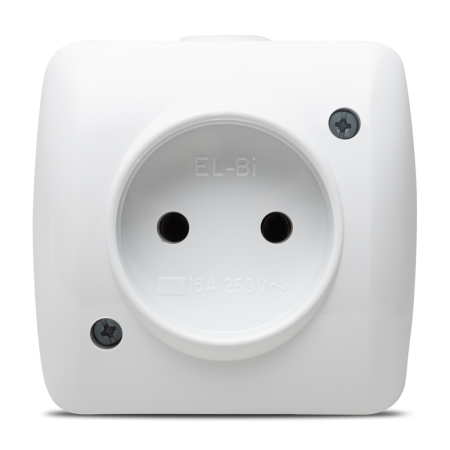 Modular - Priza schuko aplicata fara capac 16A alba pentru montaj aparent