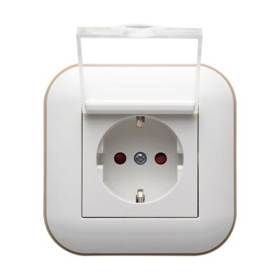 Priza - Priza Schuko cu capac Ovivo Loft 16A, alb/kraft, pentru montaj incastrat