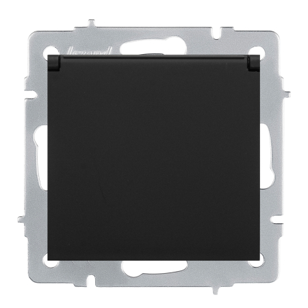 Aparataj - Priza Schuko neagra cu capac pentru montaj incastrat