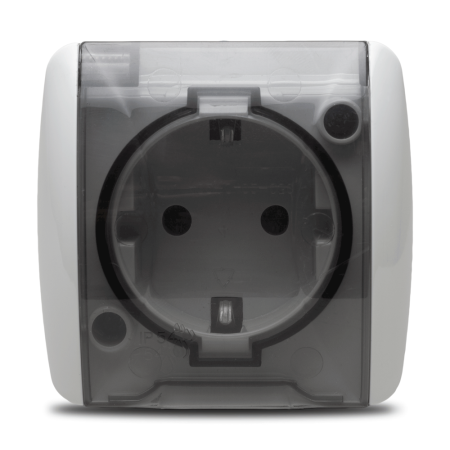 Priza Schuko alba cu capac pentru montaj aparent 16A IP54 [0]
