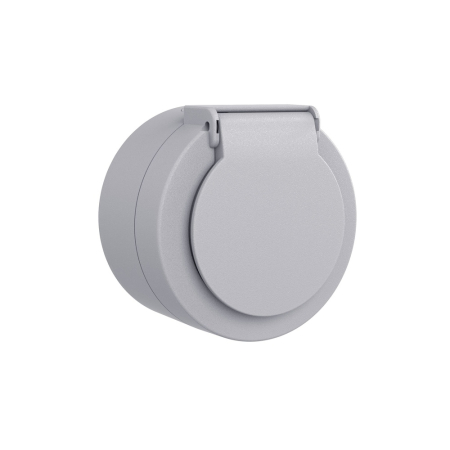 Priza Schuko aplicata gri cu capac si protectie IP54 [0]