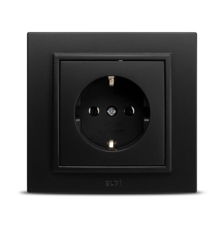 Priza - Priza Schuko cu impamantare ELBI Zena 16A negru mat pentru montaj incastrat