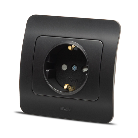 Aparataj - Priza Schuko cu protectie copii 16A negru mat pentru montaj incastrat
