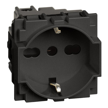 Aparataj - Priza incastrata Schuko si standard italian neagra cu 2 module