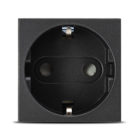 Aparataj - Priza Schuko antracit cu protectie copii 2 module 16A pentru montaj incastrat standard italian