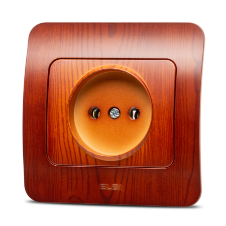 Priza - Priza simpla fara contact de protectie Elbi Jazz 16A, finisaj cires, montaj incastrat