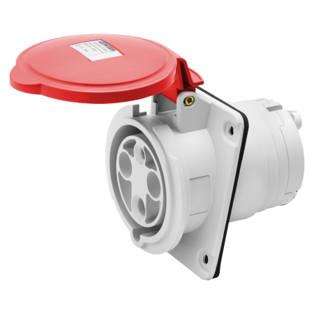 Fise si cuple - Priza trifazica incastrata rosie 63A 400V IP44 cu 5 poli pentru montaj in panou