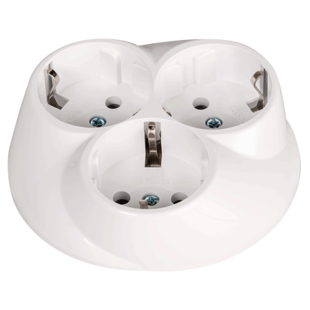 Accesorii - Priza tripla Schuko alba cu trei prize si stecher Schuko