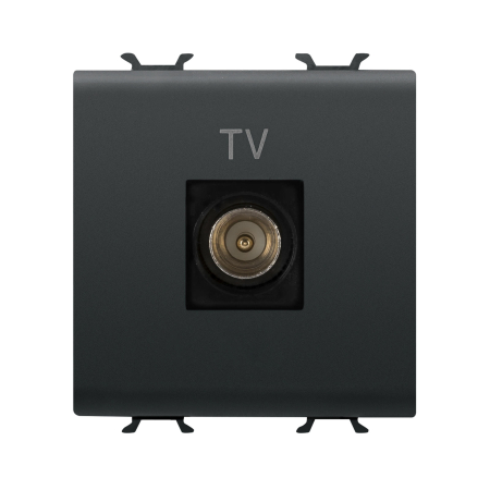Aparataj - Priza TV capat modulara negru satinat cu conector coaxial IEC tata de 9 5 mm