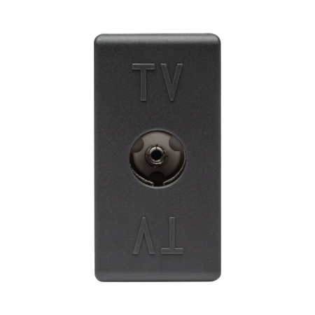 Aparataj - Priza TV coaxiala directa neagra cu conector IEC mama de 9,5 mm, 1 modul