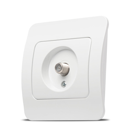 Priza TV cu conector F Elbi Jazz alba, incastrabila, cod EL0072835 [1]