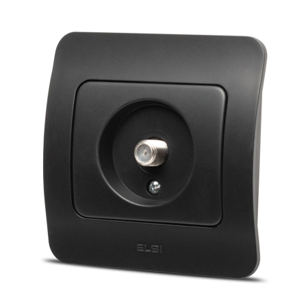 Priza TV cu conector F negru mat pentru montaj incastrat [0]