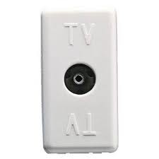 Aparataj - Priza TV directa alba cu 1 modul si conector IEC femela pentru cablu coaxial