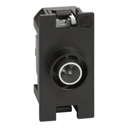 Aparataj - Priza TV directa neagra cu conector coaxial de 9,5 mm pentru montaj incastrat modular