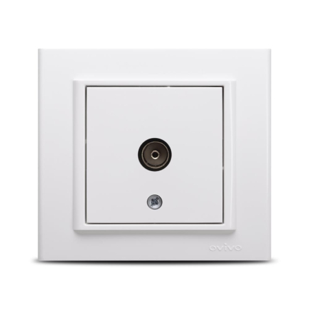 Aparataj - Priza TV intermediara alba pentru montaj incastrat cu conector coaxial 9.5 mm