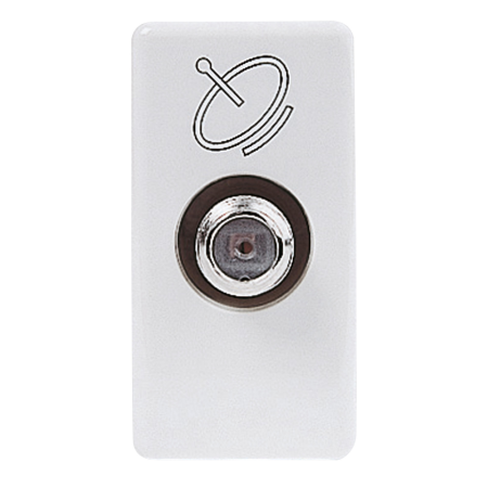 Aparataj - Priza TV SAT directa alba cu conector F femela si format 1 modul