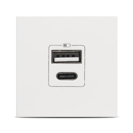 Priza USB incastrabila cu port USB A si USB C 5V 2 4A 2 module alb mat [0]