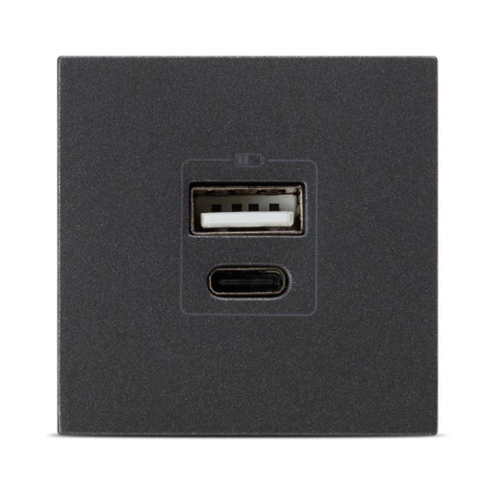 Aparataj - Priza USB A si USB C 5V 2,4A 2 module antracit pentru montaj incastrat