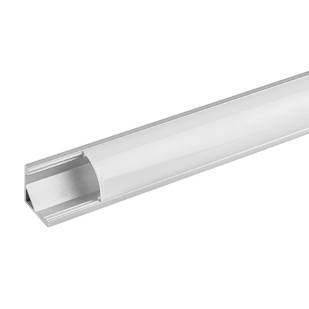 Surse de iluminat - Profil aluminiu de colt pentru banda LED cu dispersor opal, 16 x 16 mm, lungime 2 m