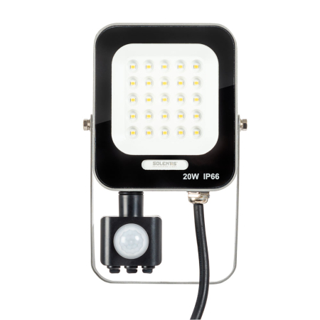 Proiector LED gri cu senzor PIR 20W lumina neutra 4000K IP65 [0]