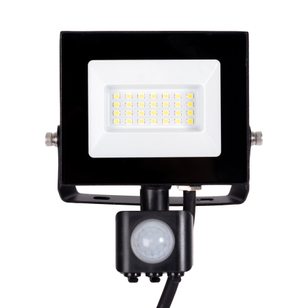 Proiectoare LED - Proiector LED slim negru cu senzor de miscare, 20W, 6500K, IP65