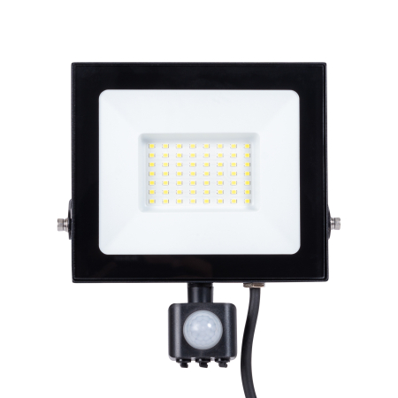 Proiector LED negru cu senzor de miscare 50W 6500K IP65 pentru exterior [0]