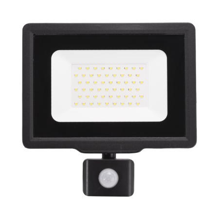 Surse de iluminat - Proiector LED negru cu senzor de miscare pentru exterior 50W IP65