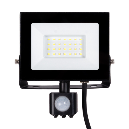 Proiectoare LED - Proiector LED negru cu senzor PIR pentru exterior 30W 6500K IP65