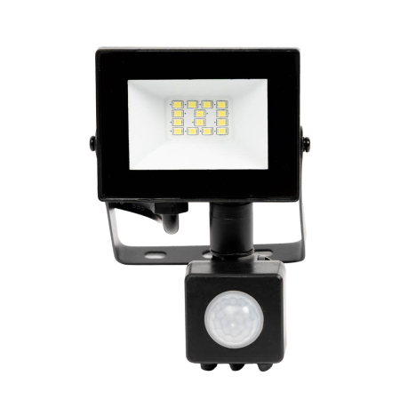 Proiectoare LED - Proiector LED cu senzor V4 de 10W pentru exterior, lumina rece 6500K, carcasa neagra