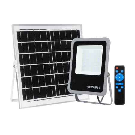 Proiectoare LED - Proiector solar LED gri V1 100W 6500K cu protectie IP65