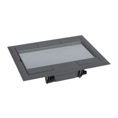Trasee electrice - Rama gri inchis pentru doza universala de pardoseala cu 12 module si capac ranforsat