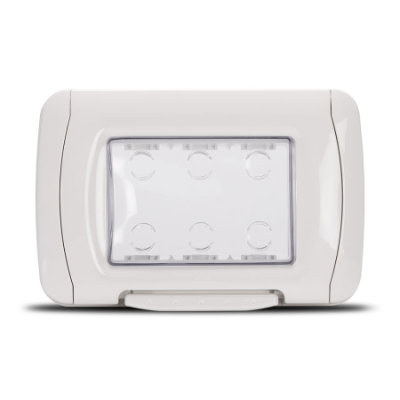 Modular - Rama etansa alba autoportanta pentru aparataj modular cu 3 module si capac transparent