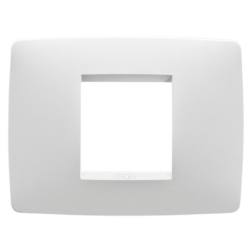 Modular - Rama ornament alba lucioasa din tehnopolimer pentru aparataj modular de 2 module