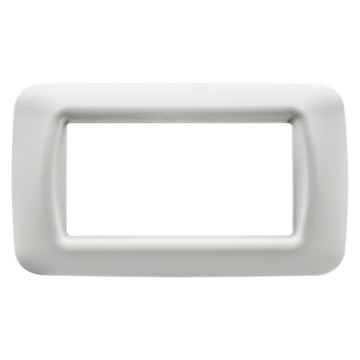 Modular - Rama ornamentala alba lucioasa din tehnopolimer pentru 4 module de aparataj incastrat